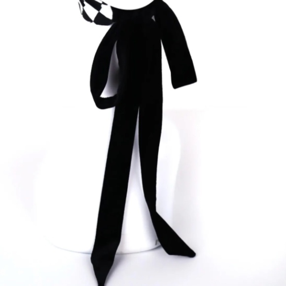 NWOT Harlequin Jester Hat โ Black Checkered Clown Cap Cosplay Joker Mardi Gras - Picture 2 of 5